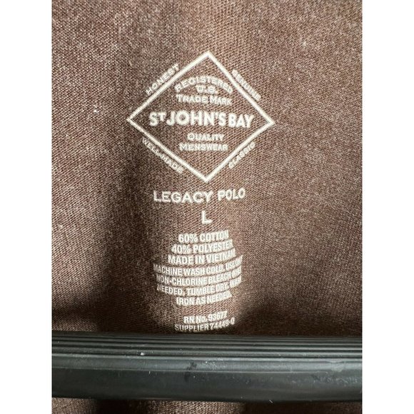 St John's Bay Legacy Polo Shirt Mens L Brown Long Sleeve Casual - Picture 3 of 3